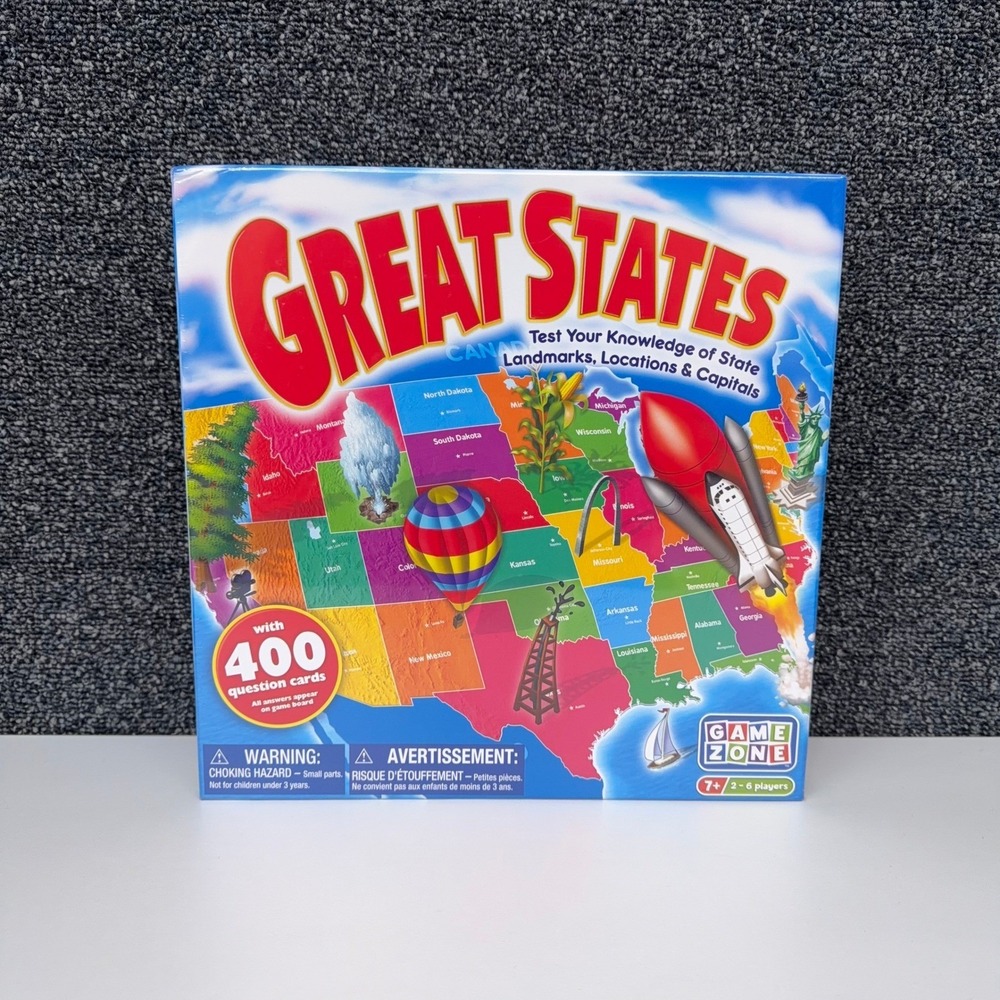 Game Zone Great‎ States Board Game Geography Trivia 400 Cards P20026 NEW